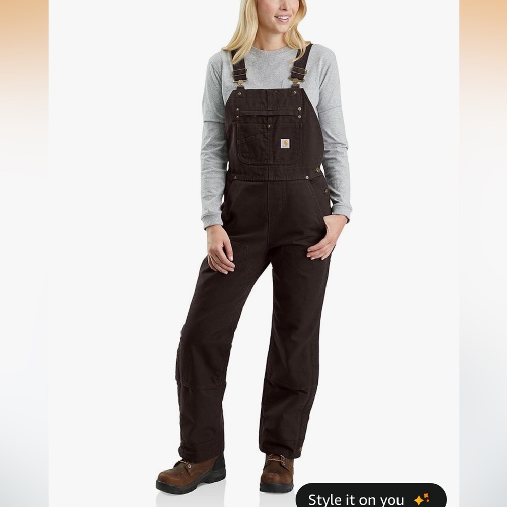 NWT Carhartt Dark Brown Insulated Duck Bib Overalls